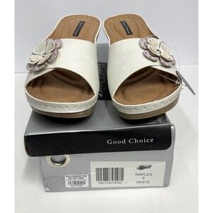 GC Shoes Women's Naples Flower Wedge Sandals White Size 8 NWT/BOX